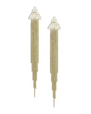 Rhodium Plated Contemporary Half Hoop Earrings