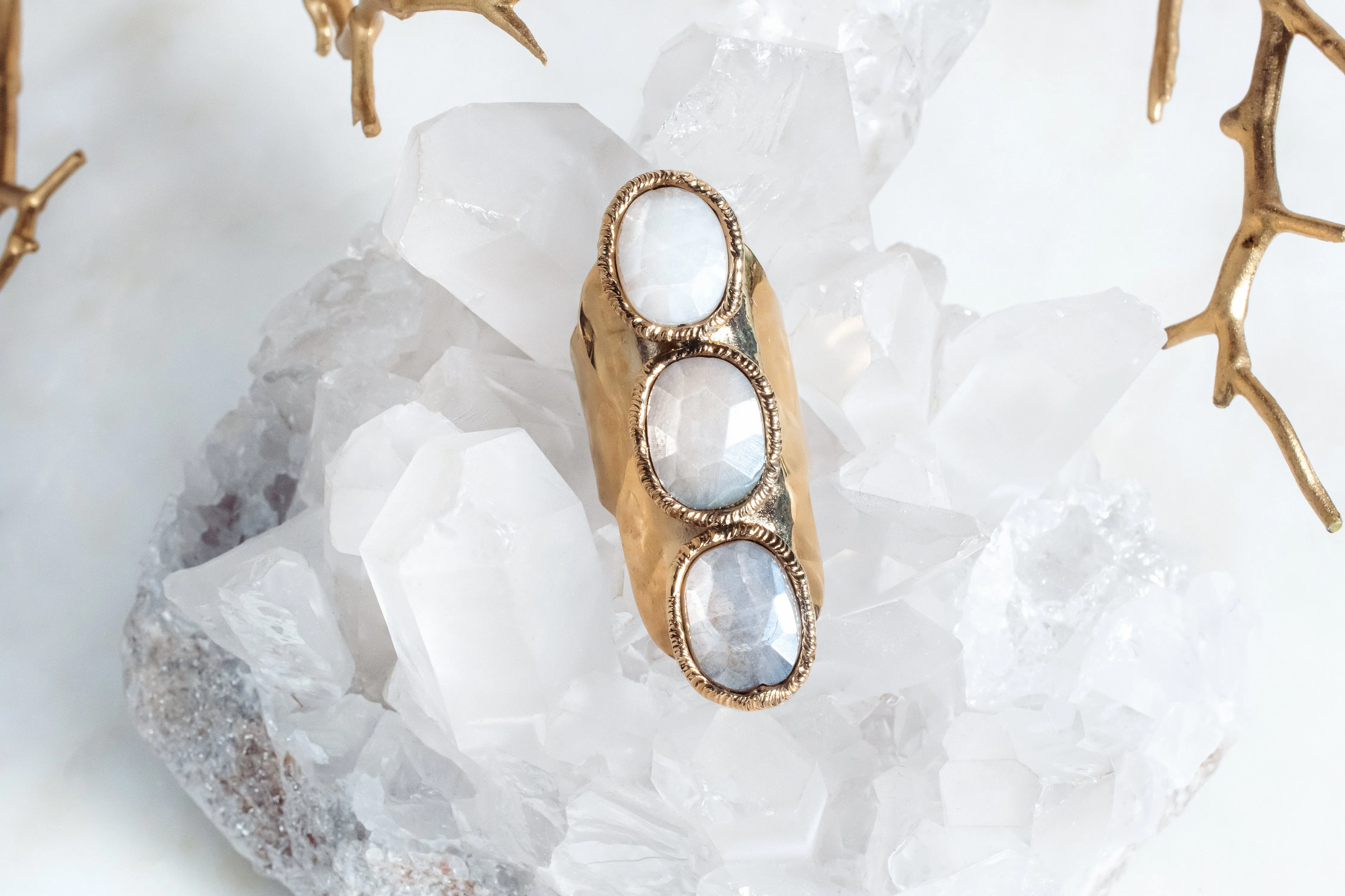 Ring - Moonstone Cocktail 24KG Gold  - SALE!