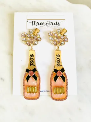 Rosé Rhinestone and Metal Earrings