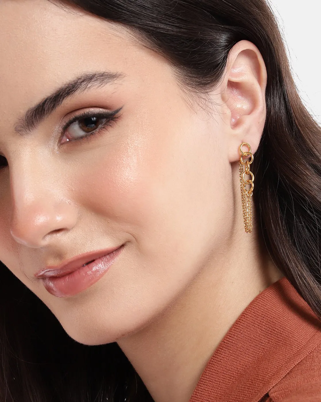 Rose Gold Plated Cz Contemporary Ear Cuff Earring For Women