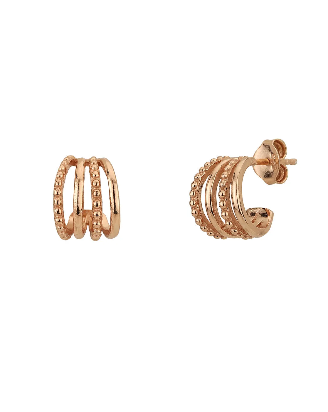 Rose Gold Plated Cz Contemporary Hoop Earring For Women