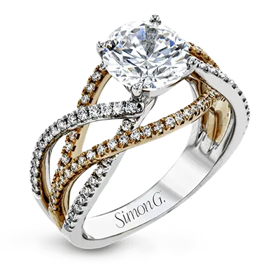 Round-Cut Criss-Cross Engagement Ring In 18k Gold With Diamonds LR2125 WHITE 18K SEMI