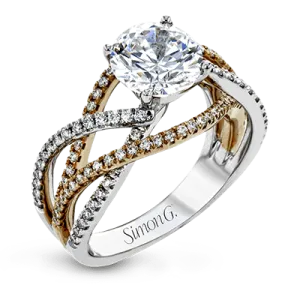 Round-Cut Criss-Cross Engagement Ring In 18k Gold With Diamonds LR2125 WHITE 18K SEMI