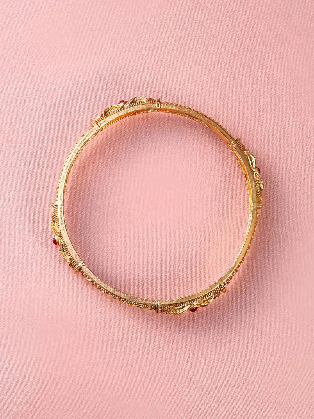 Rubans Pack Of 2 22K Gold-Plated CZ Studded Contemporary Bangle