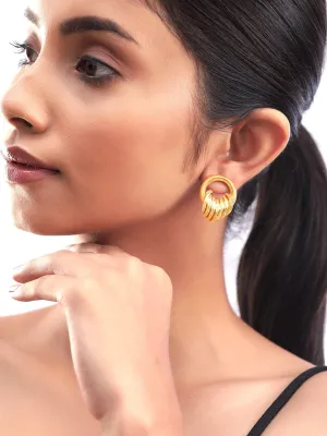 Rubans Voguish 18K gold-plated circle motif Sophisticated stud earrings
