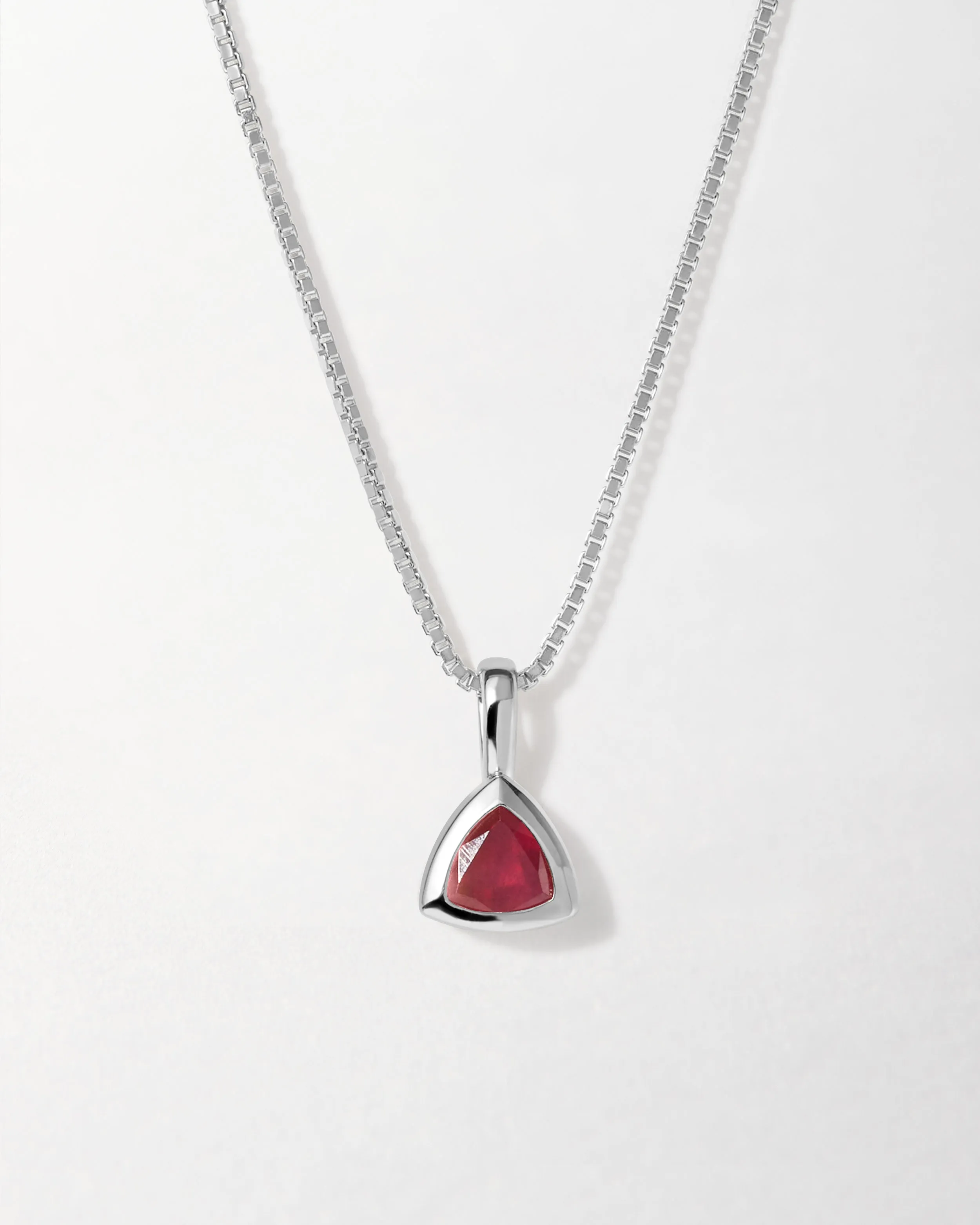 Ruby July Birthstone Necklace - Silver