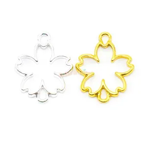 Sakura Flower Open Bezel Gold Charm Connector