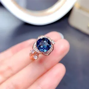 Sapphire Petal Adjustable Ring 🌸💎