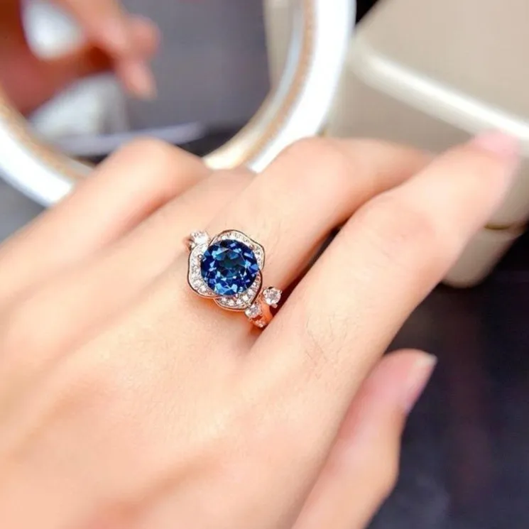 Sapphire Petal Adjustable Ring 🌸💎