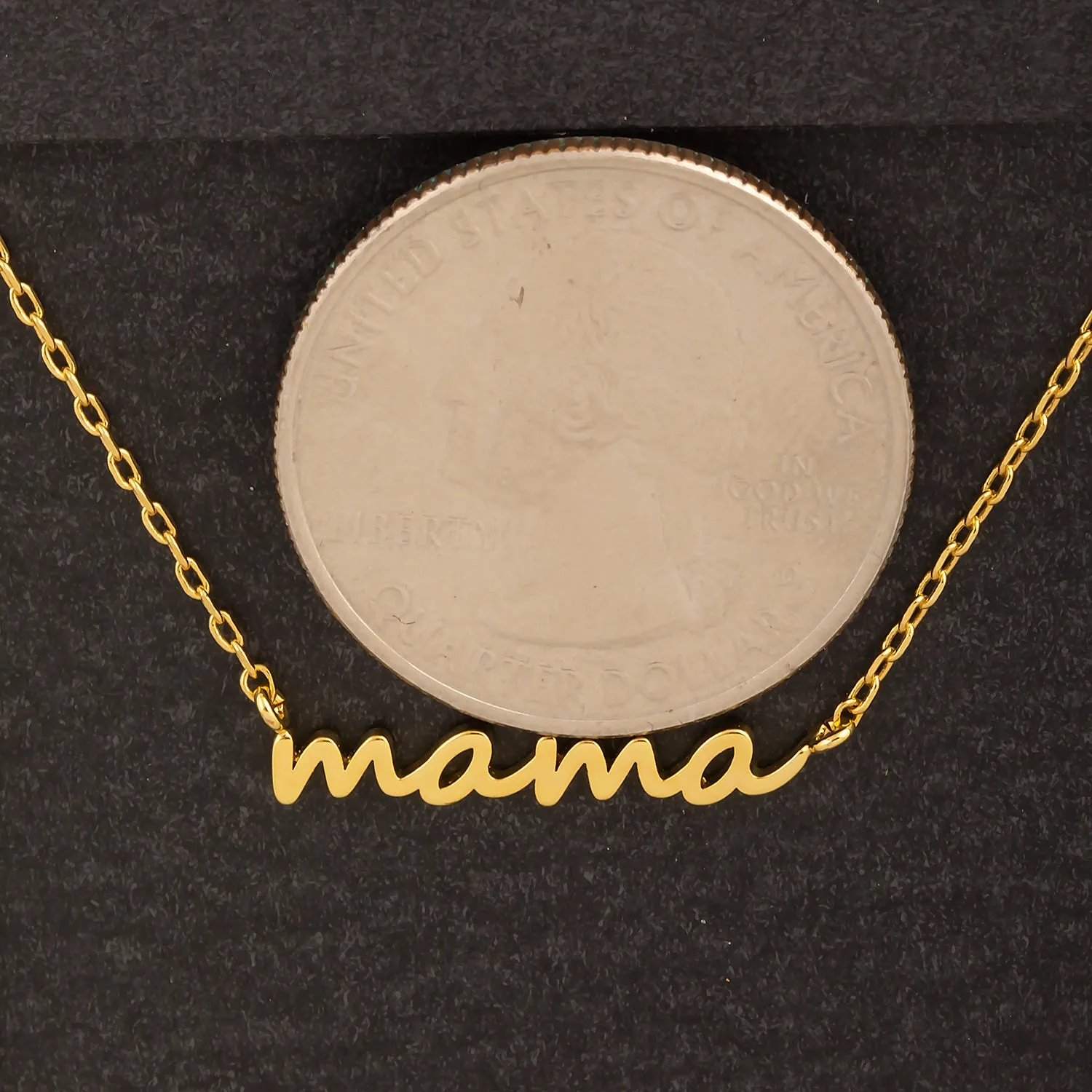 Secret Box Gold Dipped Dainty Mama Pendant Necklace- Gold or Silver