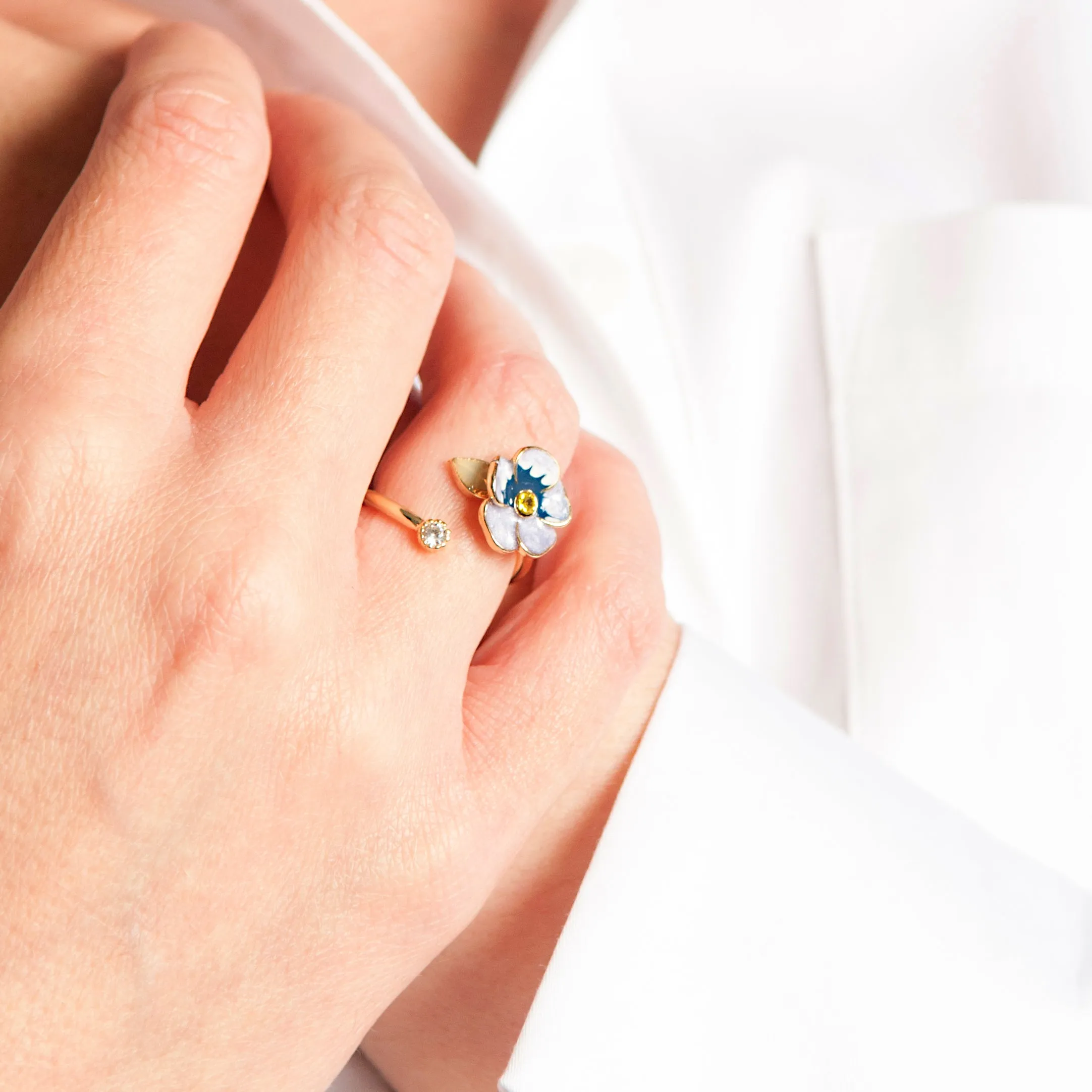 Secret Garden Flower & Crystal Ring