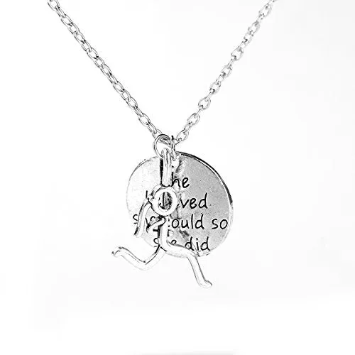 SEXY SPARKLES Stick Figure Running Girl Necklace she belived she could so she did run, runner jewelry