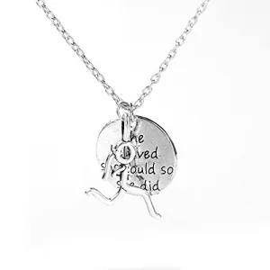 SEXY SPARKLES Stick Figure Running Girl Necklace she belived she could so she did run, runner jewelry