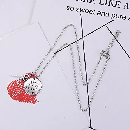 SEXY SPARKLES Stick Figure Running Girl Necklace she belived she could so she did run, runner jewelry