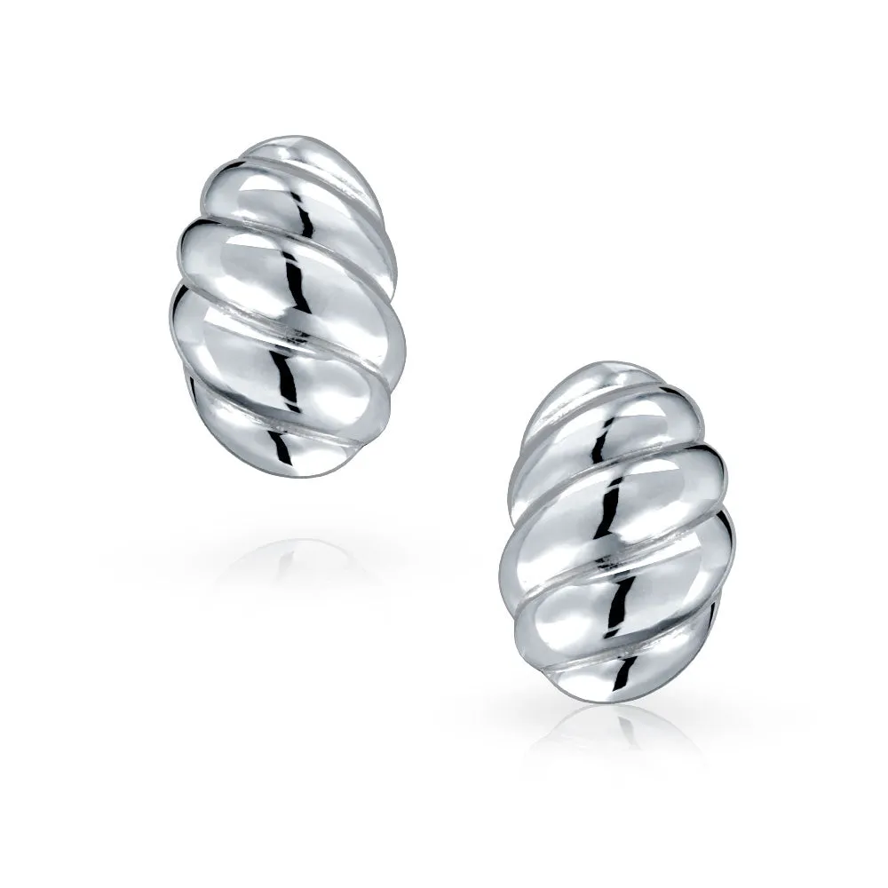 Shrimp Style Wavy Twist Clip-On Earrings for Non-Pierced Ears Sterling Silver