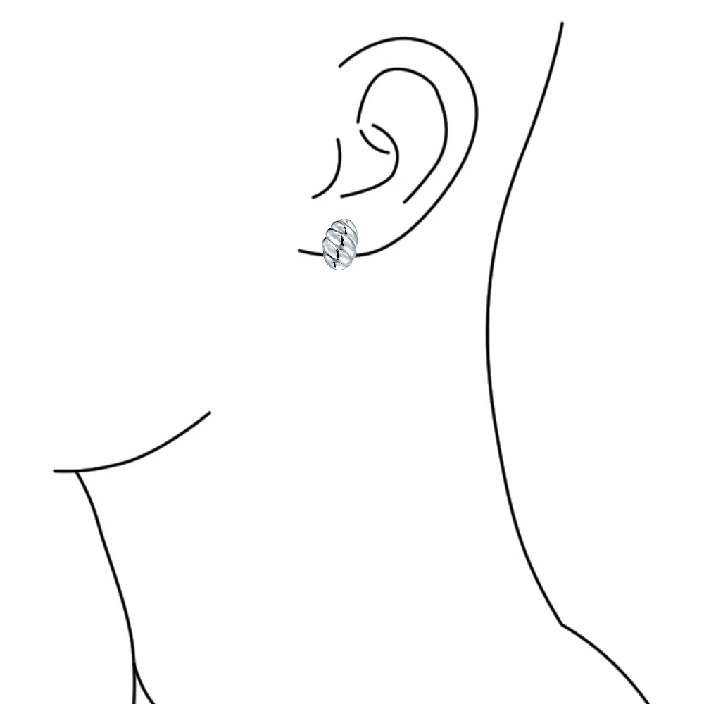 Shrimp Style Wavy Twist Clip-On Earrings for Non-Pierced Ears Sterling Silver