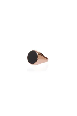 Signet Ring in 18K Rose Gold & Black Onyx Stone with Yellow Sapphire