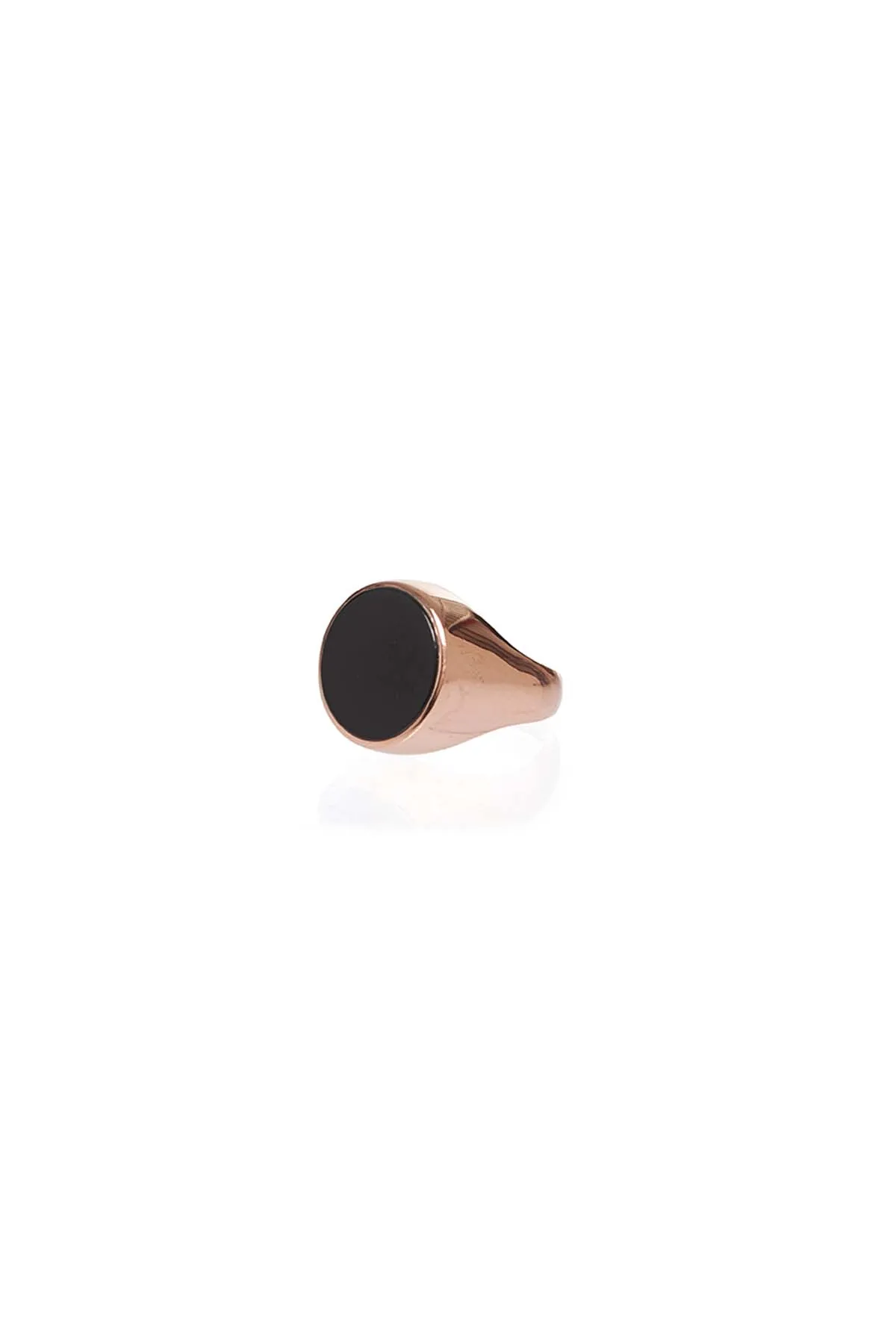 Signet Ring in 18K Rose Gold & Black Onyx Stone with Yellow Sapphire