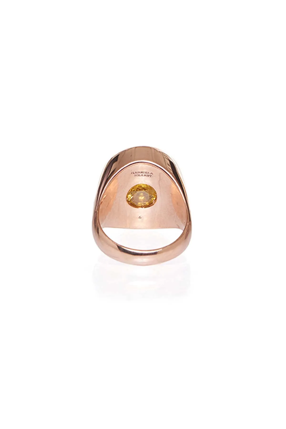 Signet Ring in 18K Rose Gold & Black Onyx Stone with Yellow Sapphire
