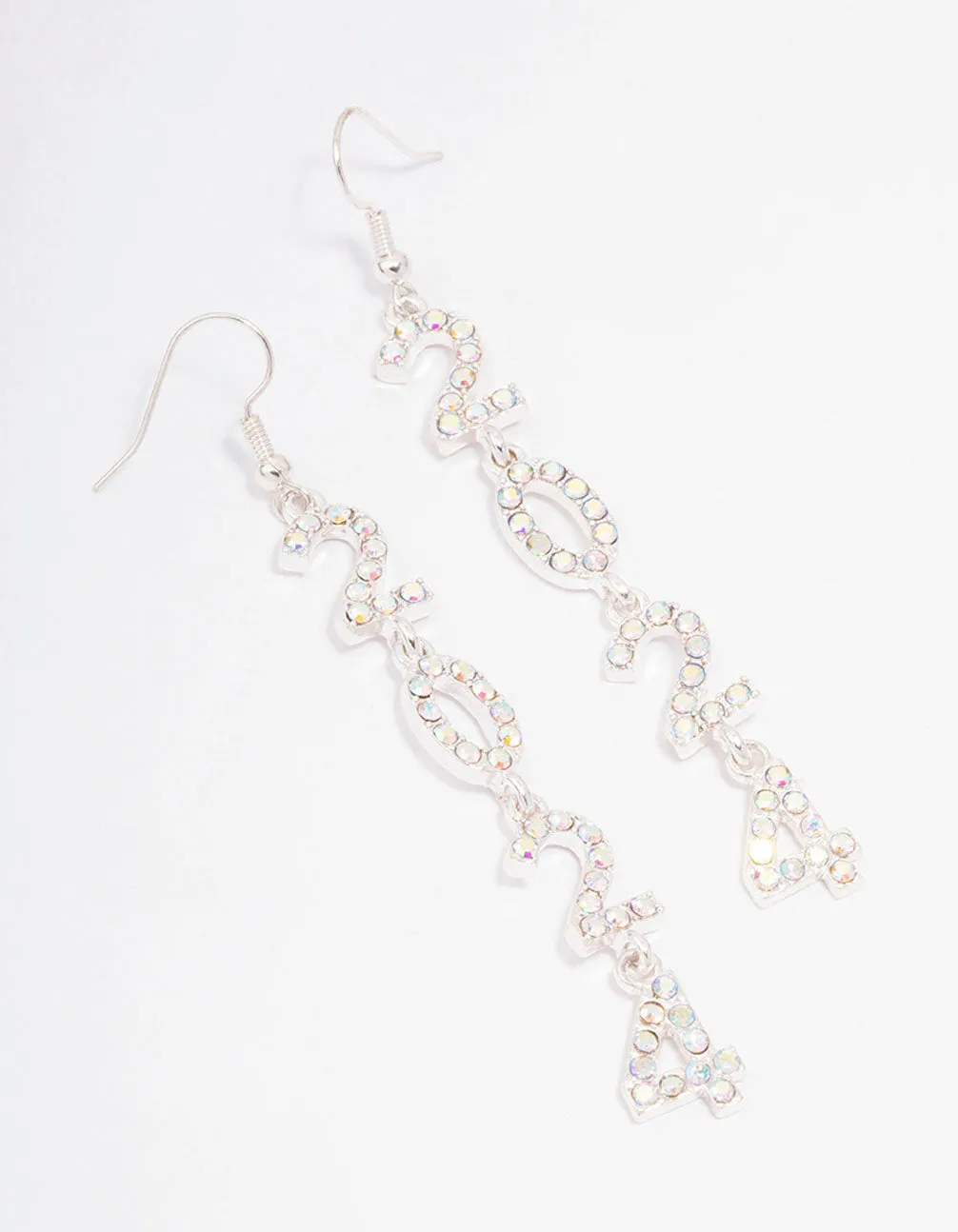 Silver 2024 New Year Long Drop Earrings