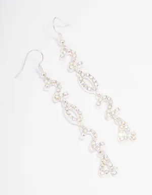 Silver 2024 New Year Long Drop Earrings
