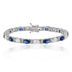 Silver & Co Oval Sapphire Cubic Zirconia Bracelet with Secure Claw Setting SBG0034SA