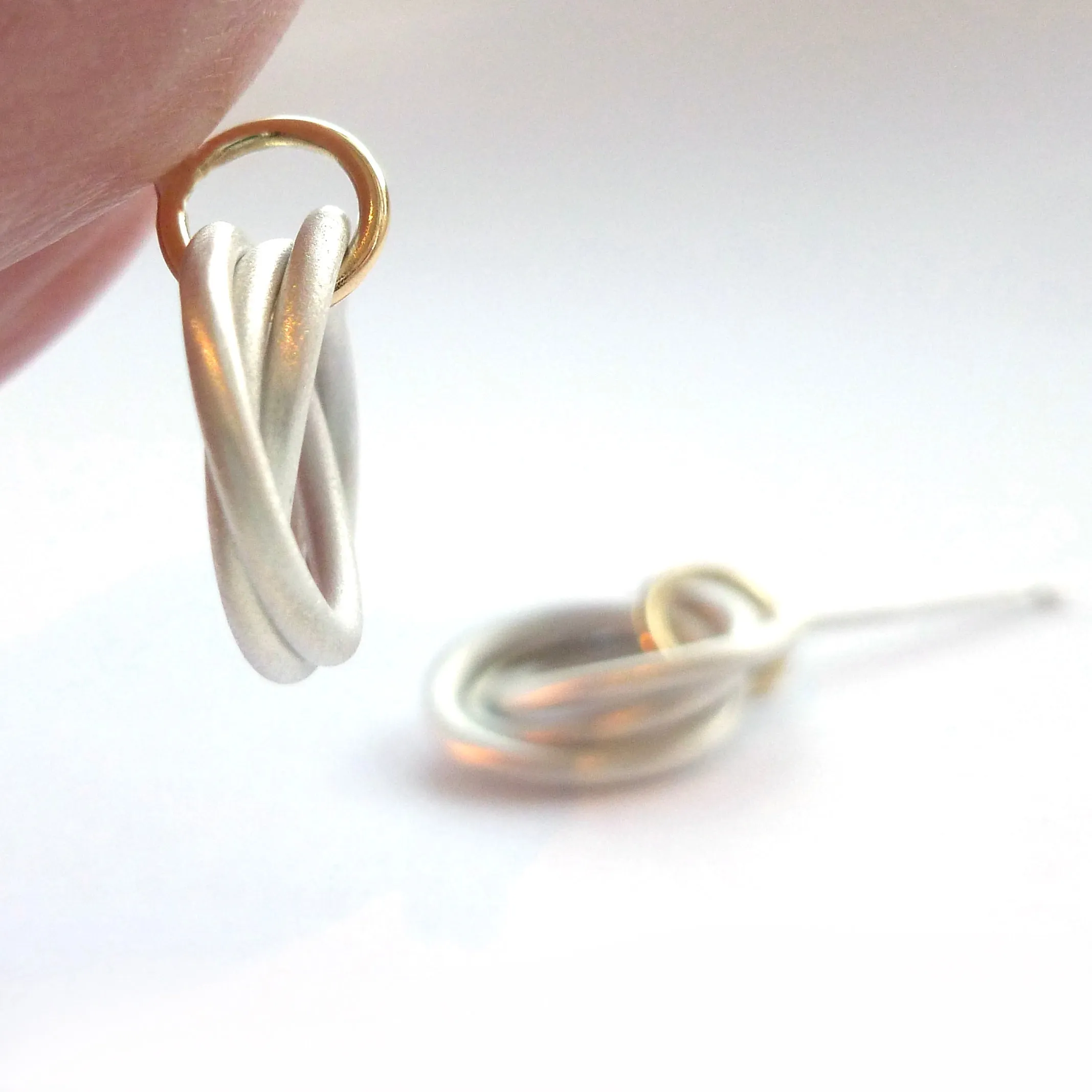 Silver and 18ct gold earrings - contemporary, unique, bespoke