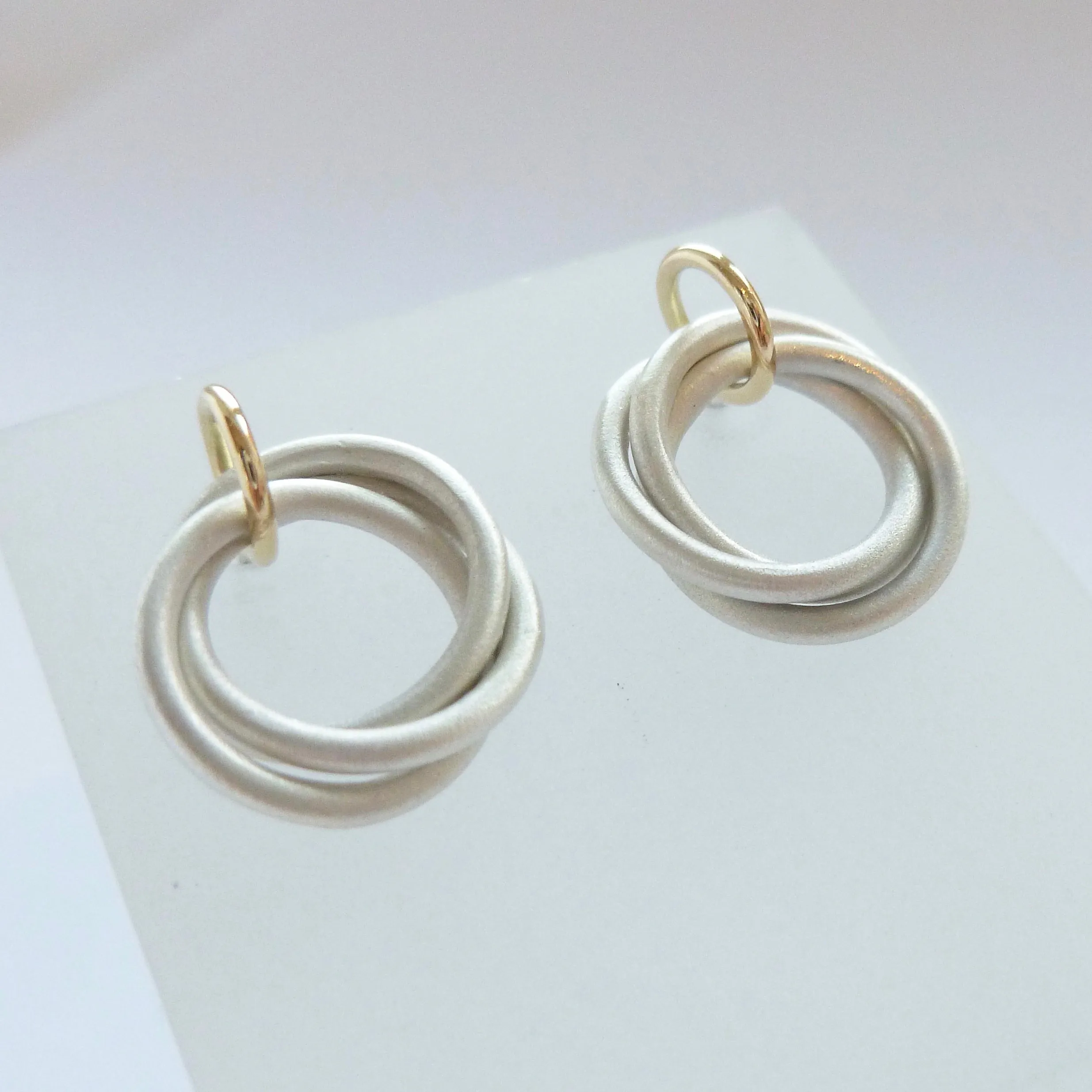 Silver and 18ct gold earrings - contemporary, unique, bespoke
