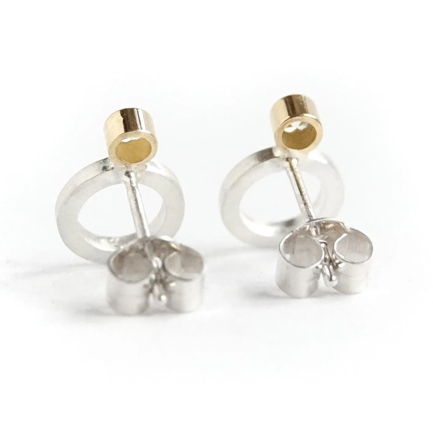 Silver and yellow gold diamond contemporary earrings - ready now