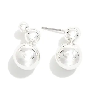 Silver Circle Post Drop Earrings