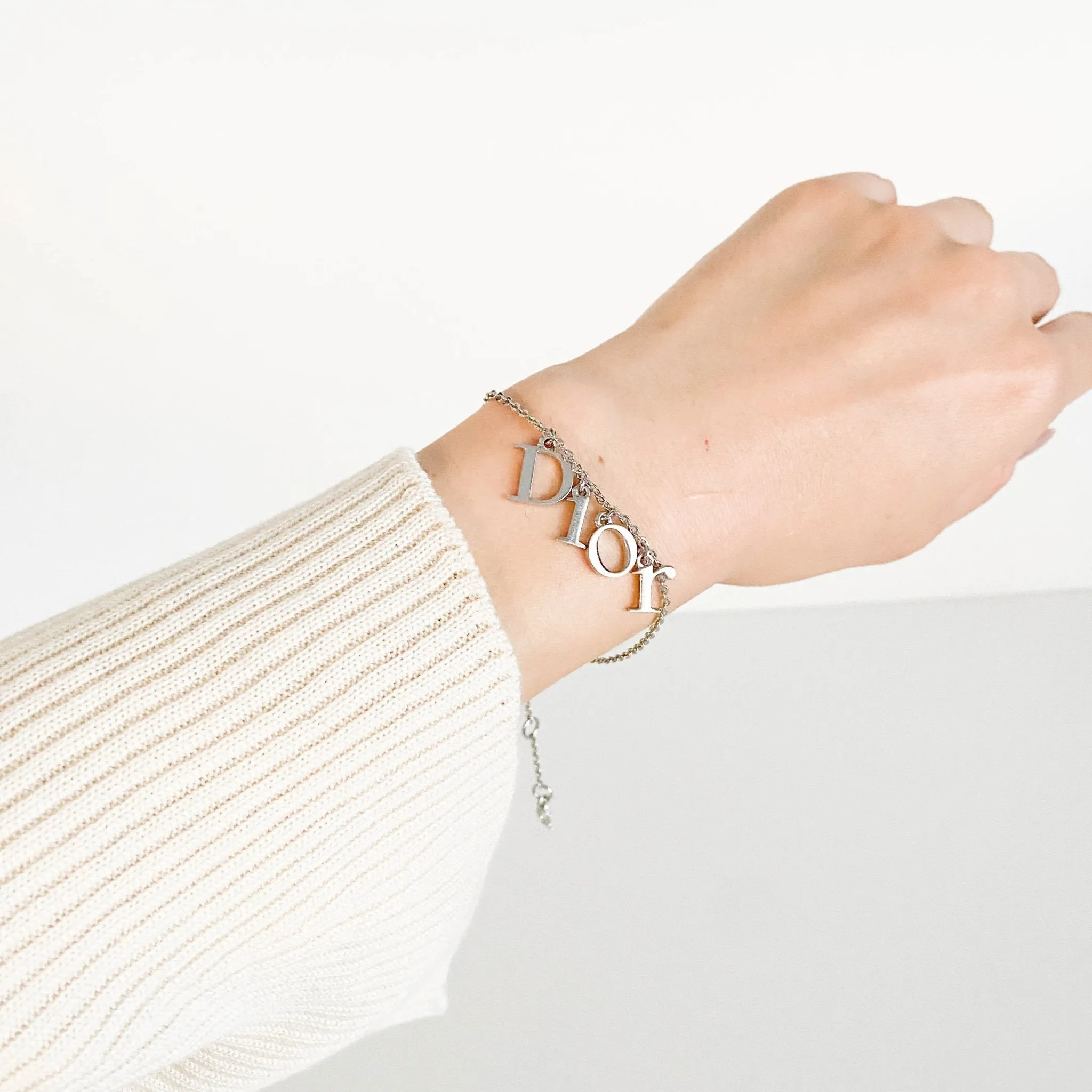 Silver Dior Logo Bracelet