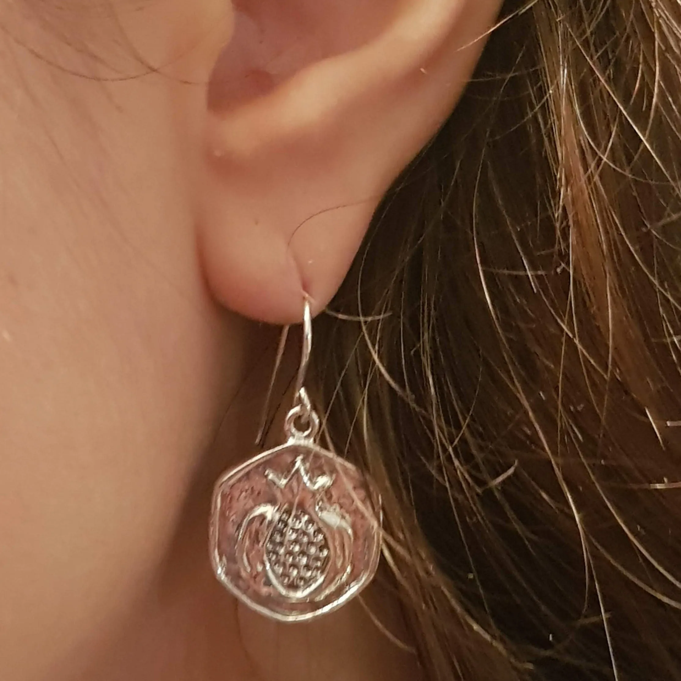 Silver earrings for women Pomegranates symbolic sterling silver jewels