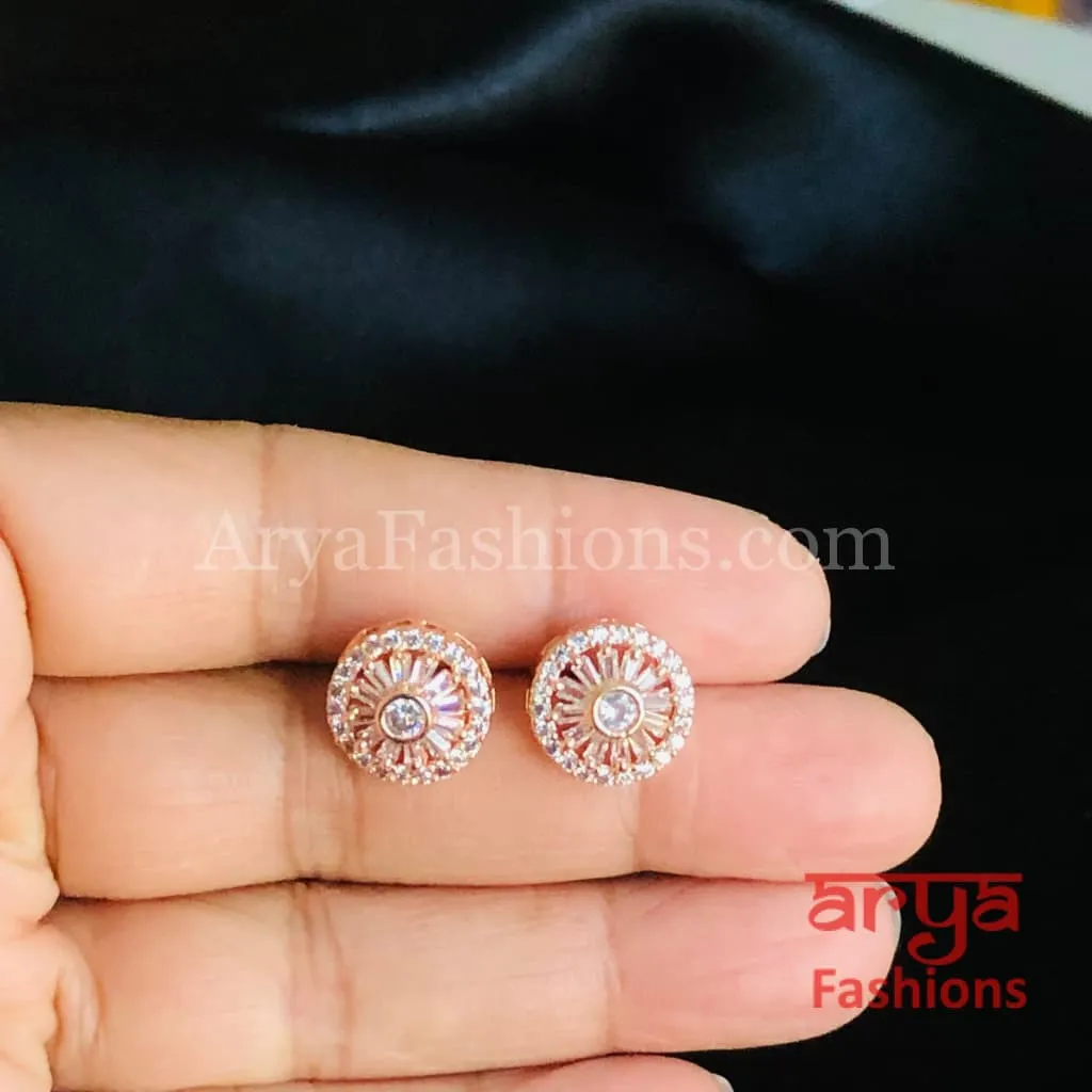 Silver Micro CZ Round Designer Studs