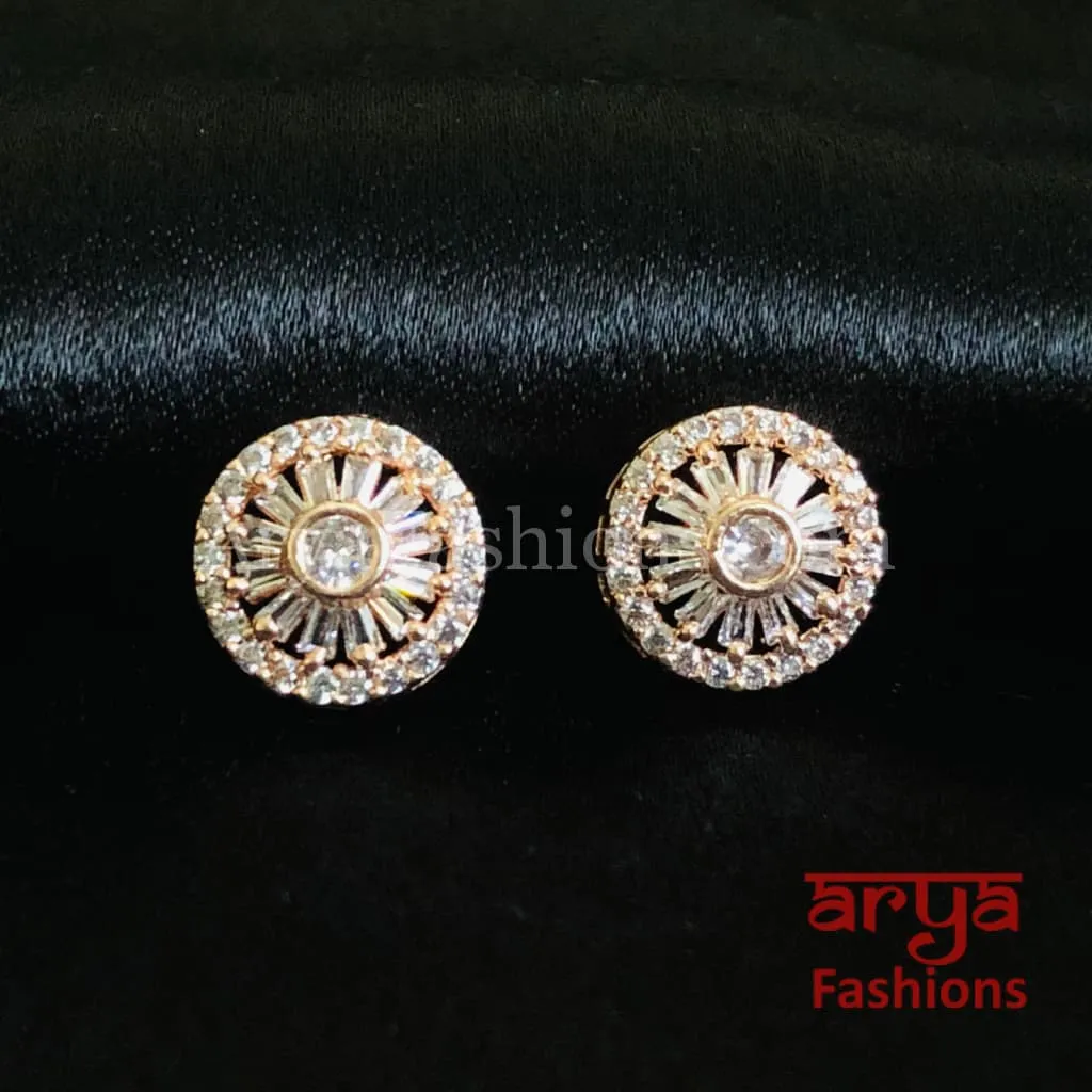 Silver Micro CZ Round Designer Studs