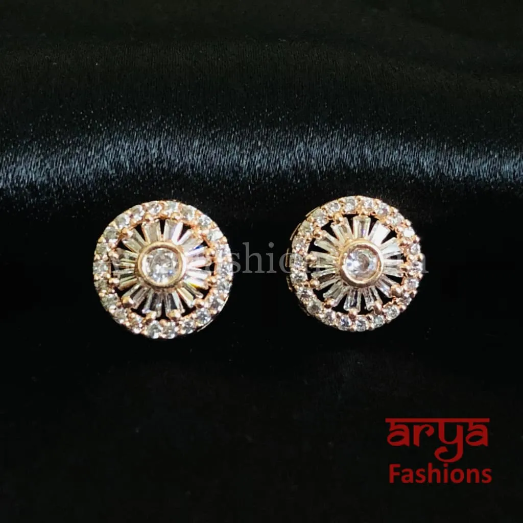 Silver Micro CZ Round Designer Studs