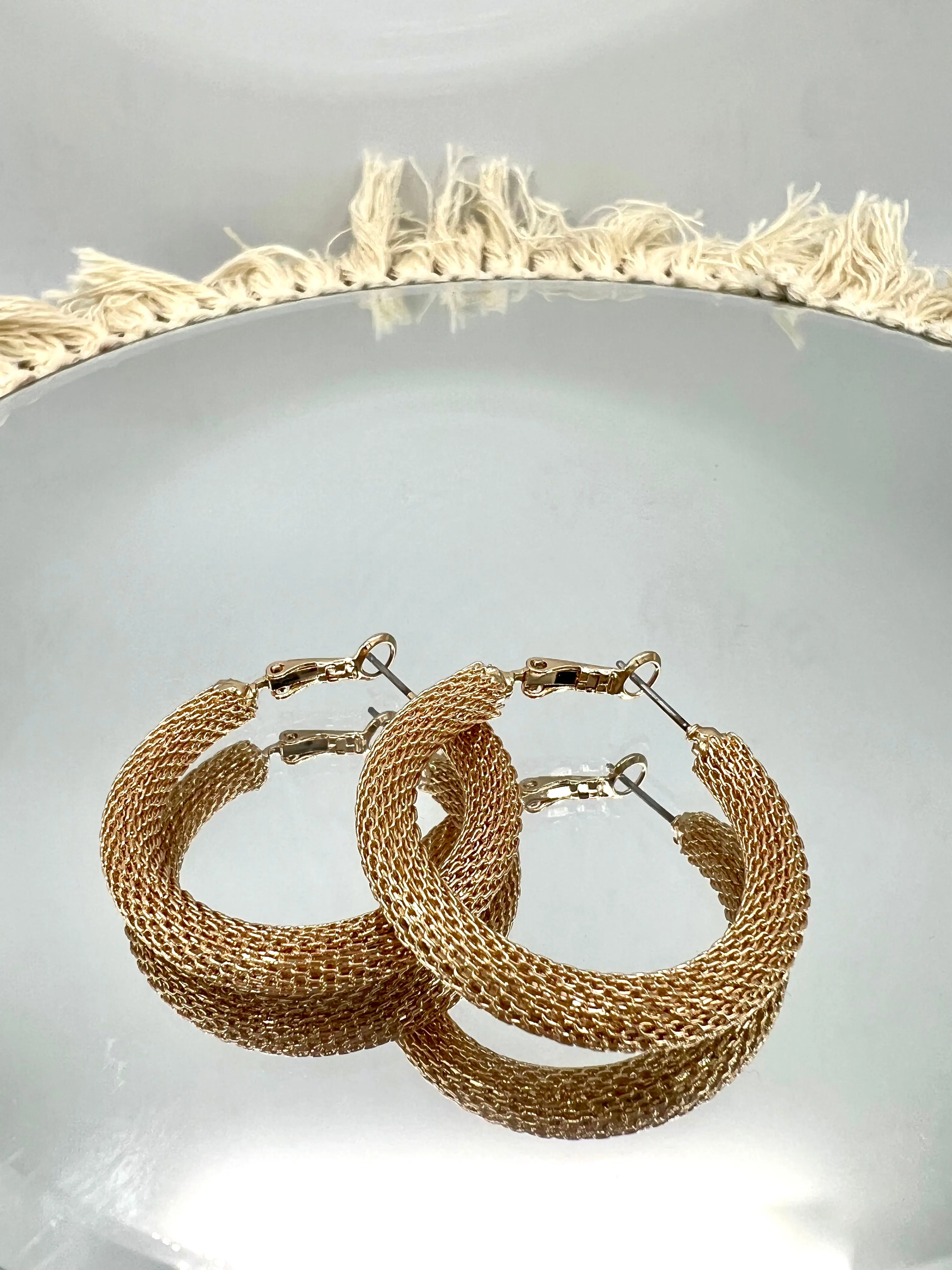Silver or Gold C-Hoop Post Back Earrings