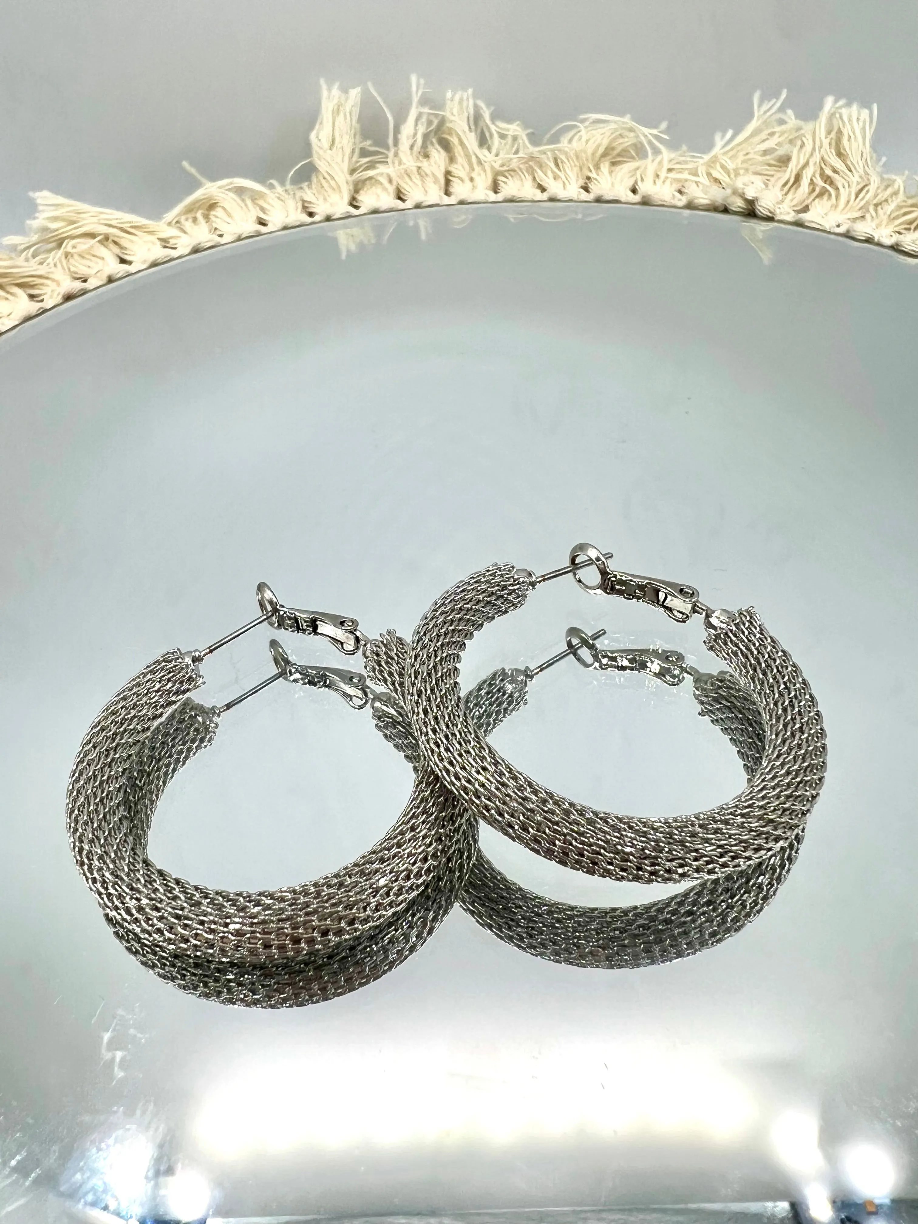 Silver or Gold C-Hoop Post Back Earrings
