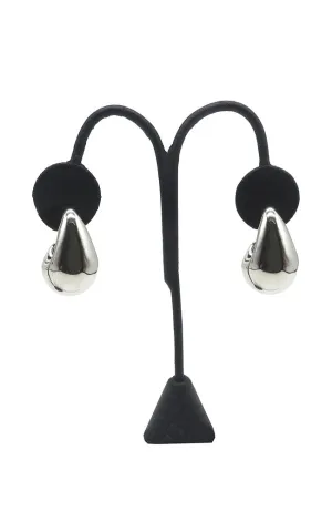Silver Puffy Metal Teardrop Earrings