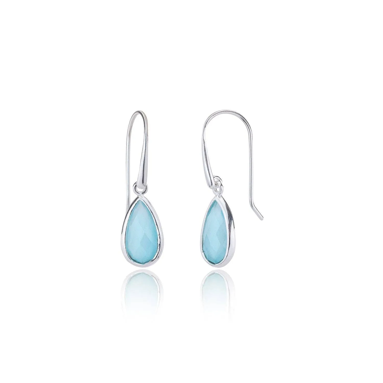 Simi Teardrop Gemstone Earrings: Silver: Labradorite