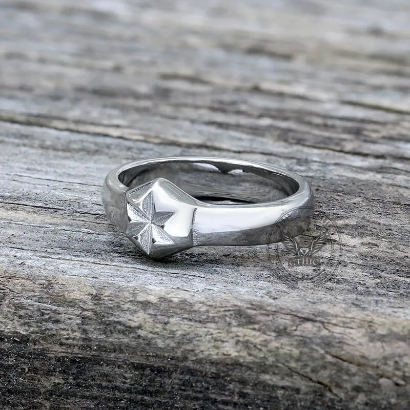 Simple Hexagon Flower Stainless Steel Ring