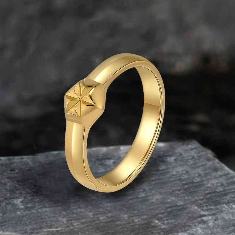 Simple Hexagon Flower Stainless Steel Ring