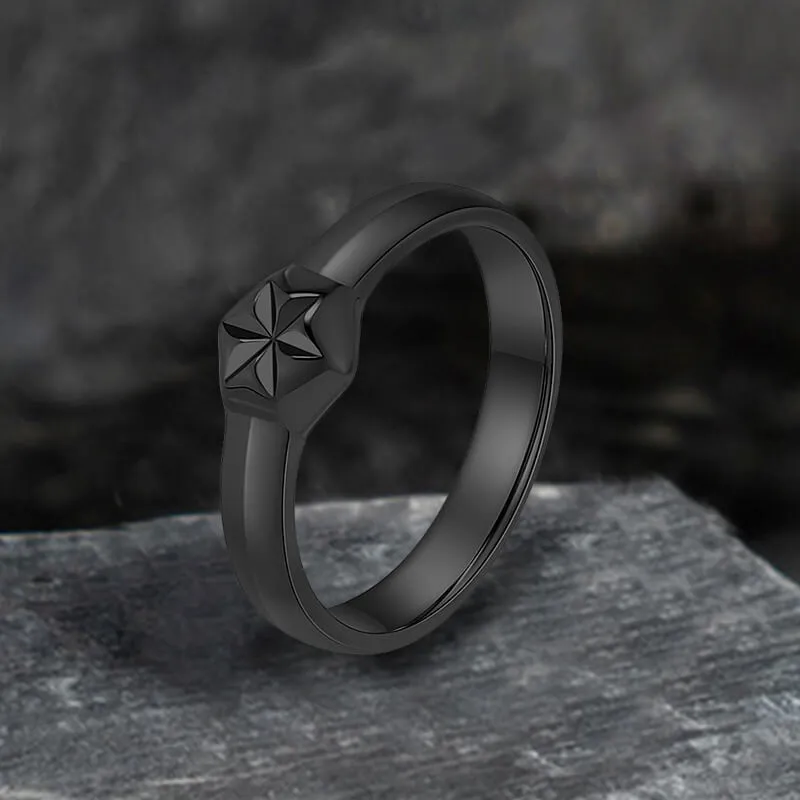 Simple Hexagon Flower Stainless Steel Ring
