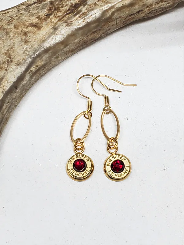 Small Caliber 22 Hornet Gold Stainless Steel Bullet Earrings
