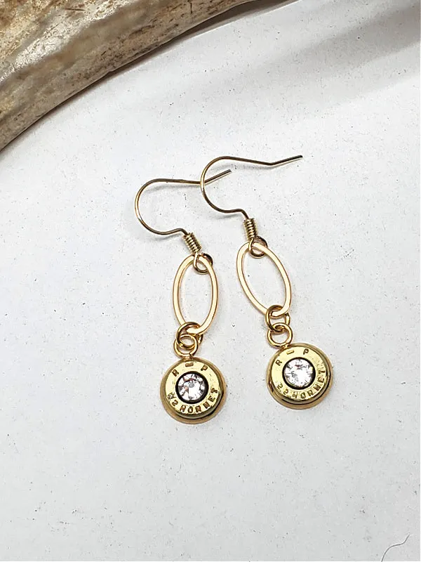 Small Caliber 22 Hornet Gold Stainless Steel Bullet Earrings