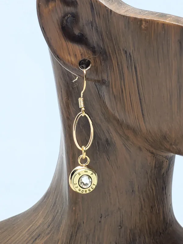 Small Caliber 22 Hornet Gold Stainless Steel Bullet Earrings