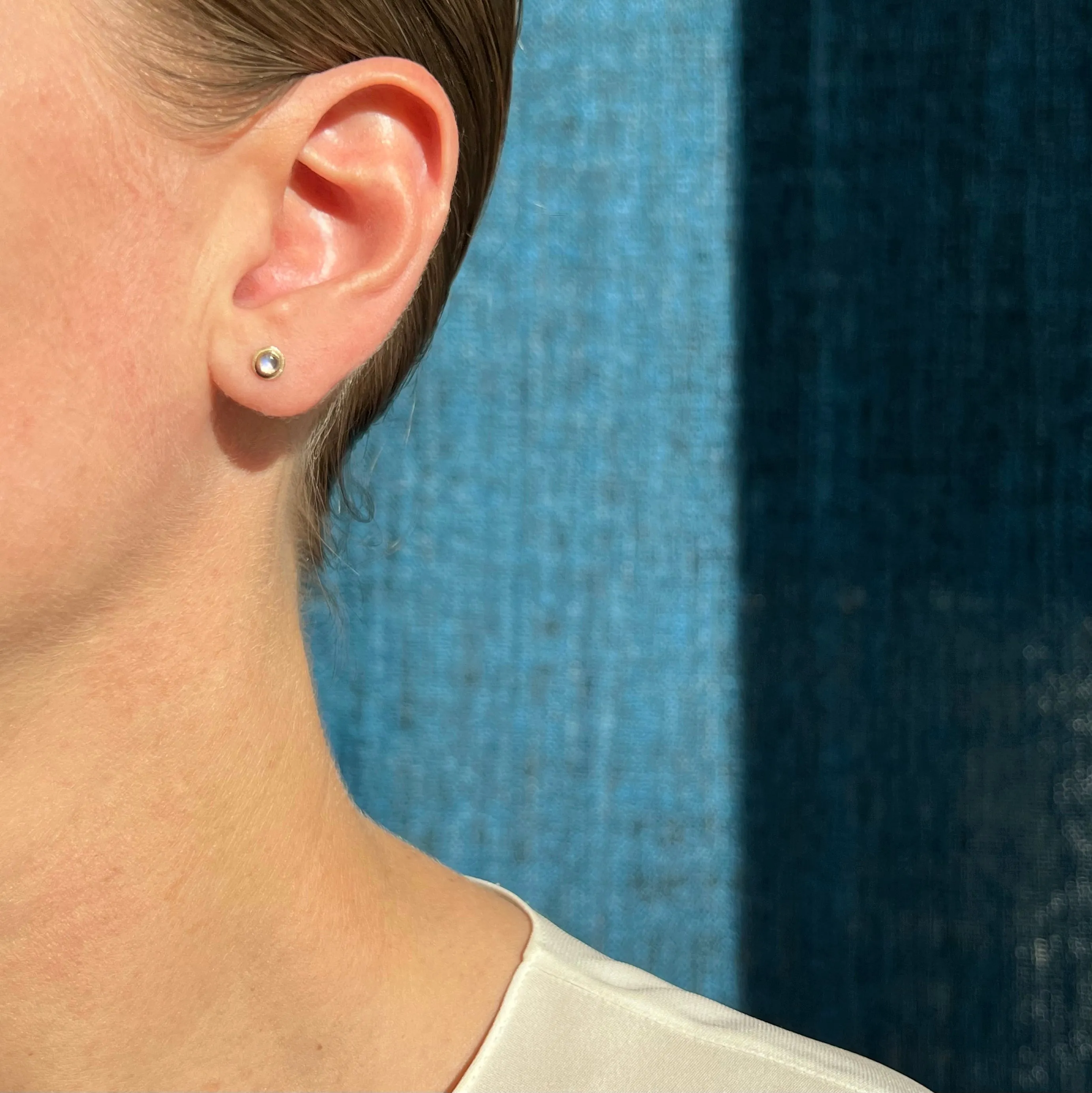 Small moonstone stud earrings, single or pair