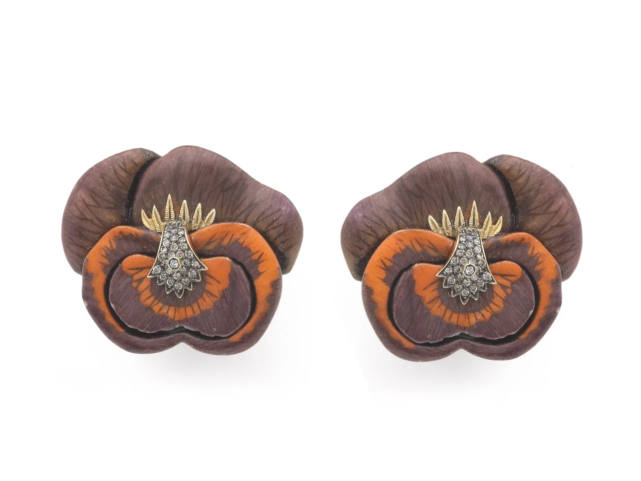Small pansy earrings