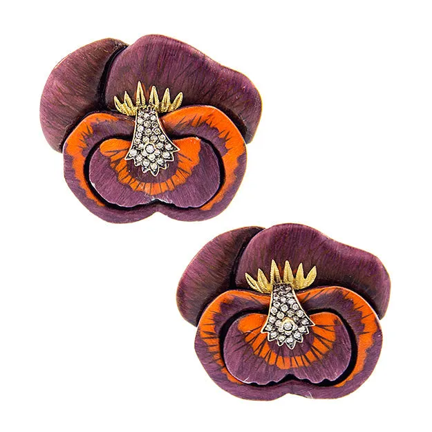 Small pansy earrings