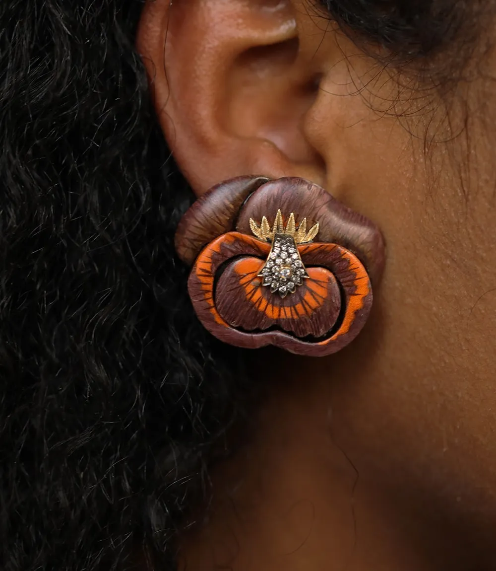 Small pansy earrings