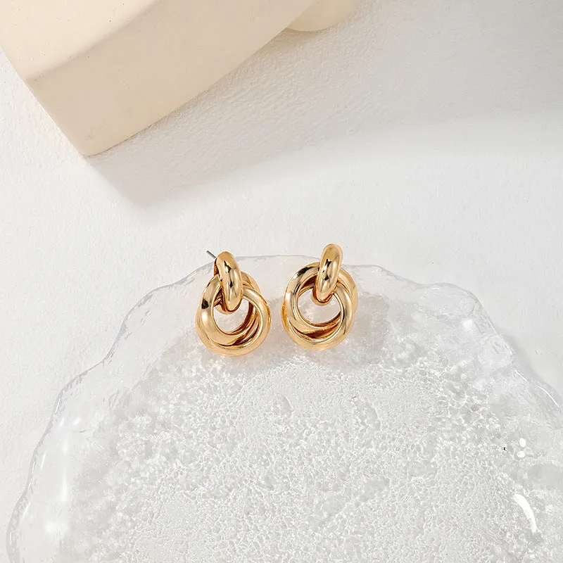 Sophisticated Multi-loop Metal Earrings with Minimalistic Charm